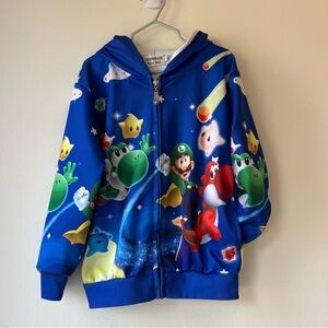 Super Mario Bros Luigi Yoshi Kids Hoodie Zip Up Jacket Size 120 (6-7Y)